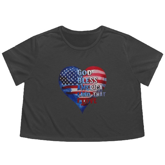 God bless America Land that I love Flowy Cropped Tees