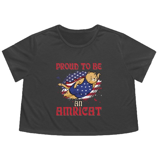 Proud to be an Americat 4th of July Flowy Cropped Tees