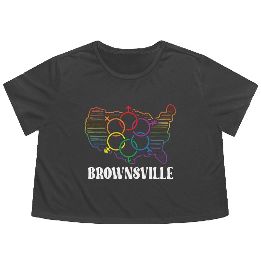Brownsville Pride Month Pride Flag LGBT Community Flowy Cropped Tees