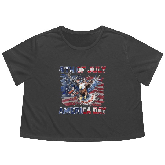4th of july America Day Flowy Cropped Tees