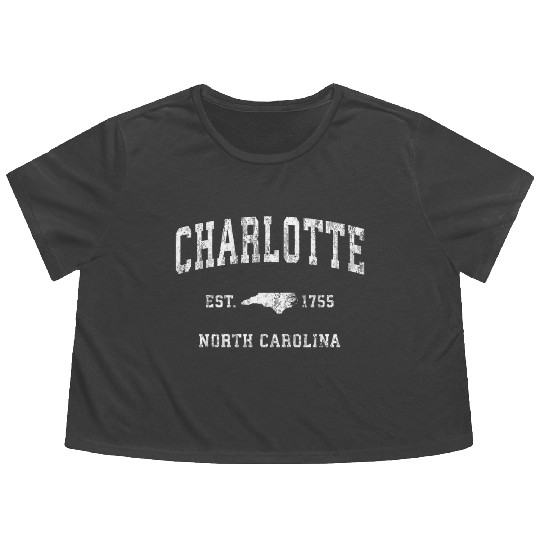 Charlotte North Carolina Nc Athletic Sports Flowy Cropped Tees