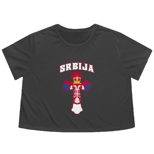 Serbian Roots Srbija Serbs Serbian Serbia Flag Flowy Cropped Tees