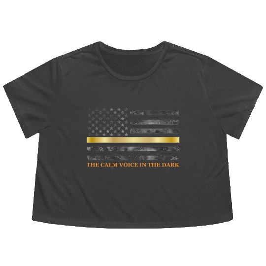 Dispatcher - Thin Yellow Gold Line 911 Emergency Flowy Cropped Tees