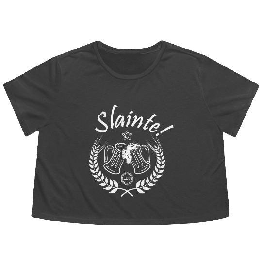 Slainte Irish Beer Greeting Flowy Cropped Tees