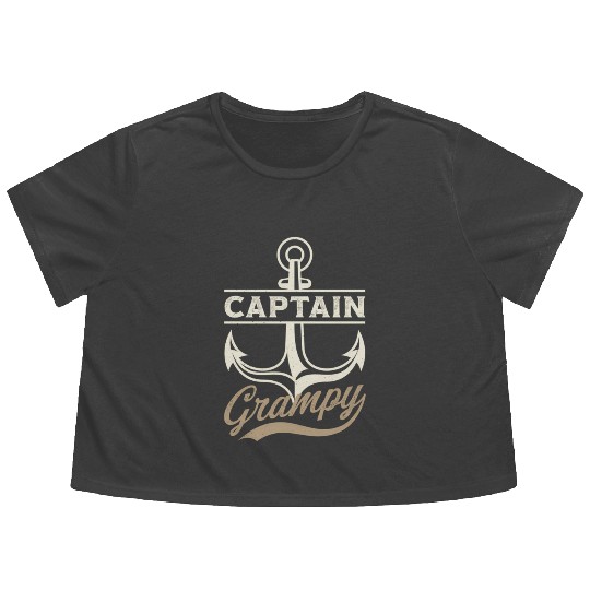Boating Cruise Vacation Captain Grampy Flowy Cropped Tees