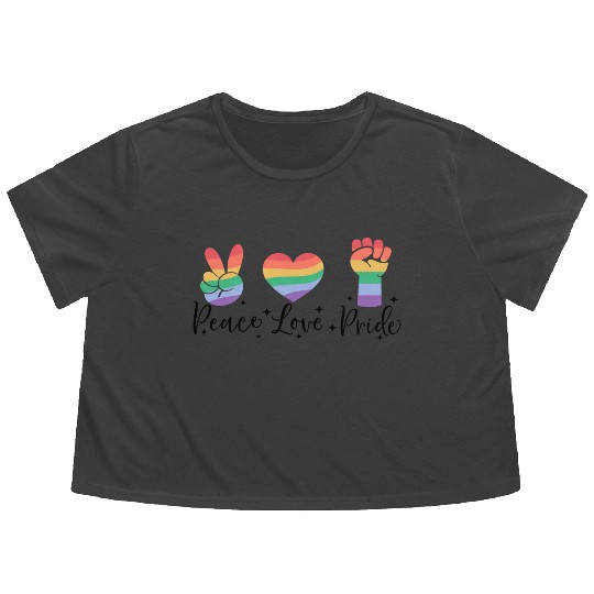 peace love pride; pride month; gay; lgbt;gay pride Flowy Cropped Tees