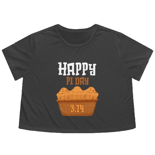 Happy Pi Day Math Symbol 3 14 Food Pie Math Party Flowy Cropped Tees
