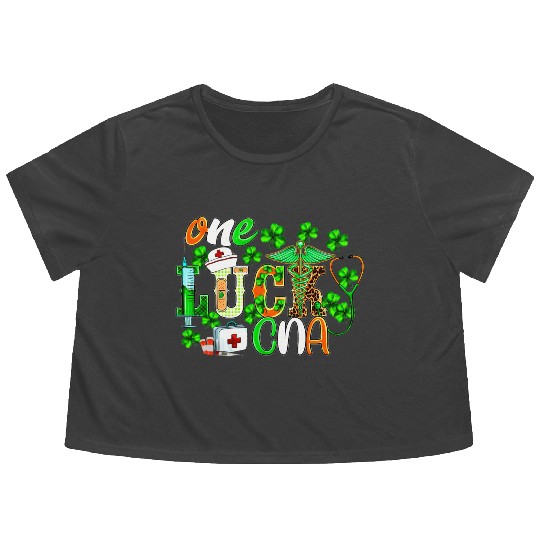 St Patrick'S Day One Lucky Cna Leopard Flowy Cropped Tees