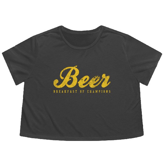 Beer Breakfast Of Champions Inred Flowy Cropped Tees