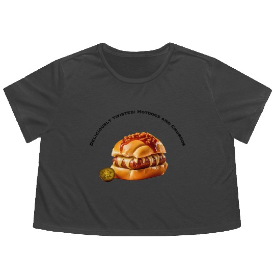 Hotdog bun with churros Flowy Cropped Tees design