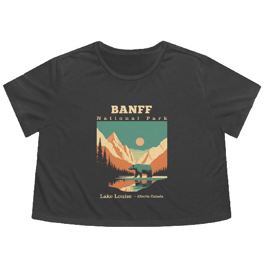 Vintage Retro Canadian Banff National Park Flowy Cropped Tees