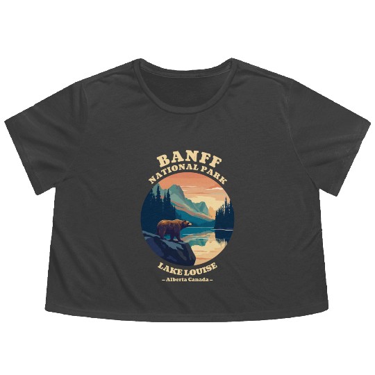 Vintage Retro Canadian Banff National Park Flowy Cropped Tees