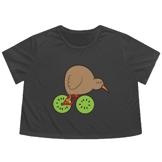 Kiwi Bird New Zealand Kiwi Bird And Kiwi Fruit Kiw Flowy Cropped Tees
