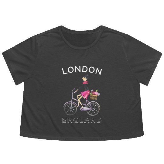 London England Biking Bicycling Flowy Cropped Tees
