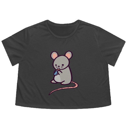Cute Rat Candy Bar Flowy Cropped Tees