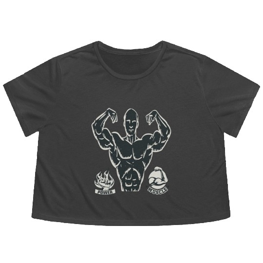 workout and gym power Flowy Cropped Tees for athletic men