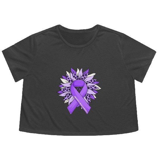 Pancreatic Cancer Sunflower Pancreatic Cancer Flowy Cropped Tees