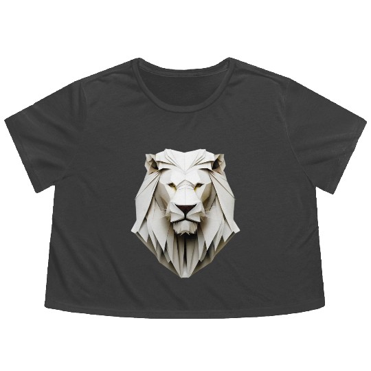 Origami lion - king of folding art Flowy Cropped Tees