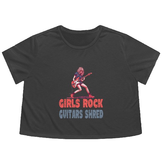Gilrs Rock Guitar Shrek Flowy Cropped Tees