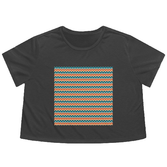 Retro Orange Teal Pattern Flowy Cropped Tees