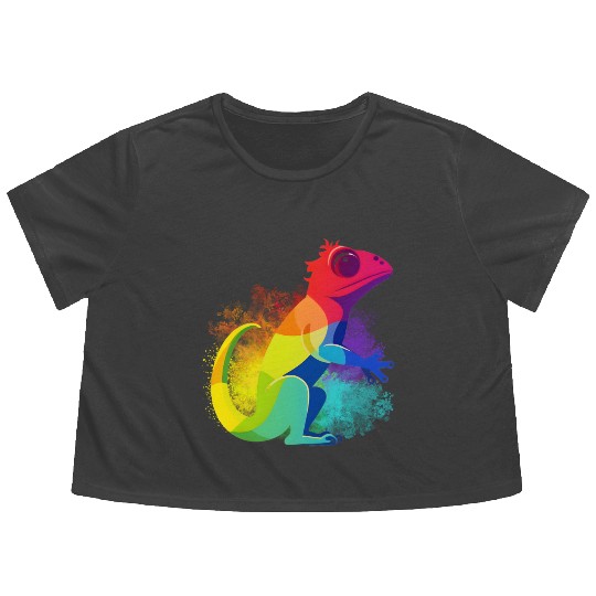 Gay Pride Gecko Flowy Cropped Tees