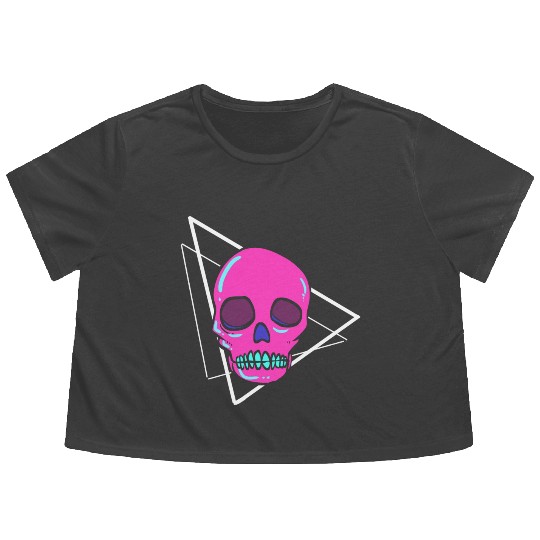 Dead Inside Skull Artist Gift Flowy Cropped Tees