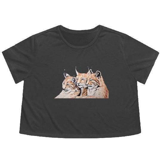 Design of lion cubs, king of the forest Flowy Cropped Tees