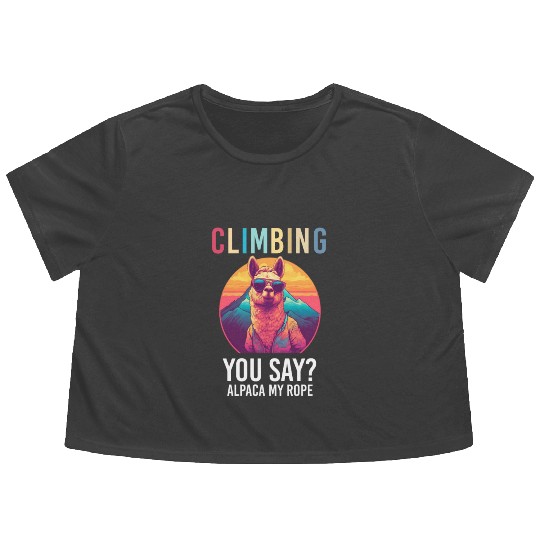 Funny Alpaca with Sunglasses - Alpaca My Rope Flowy Cropped Tees