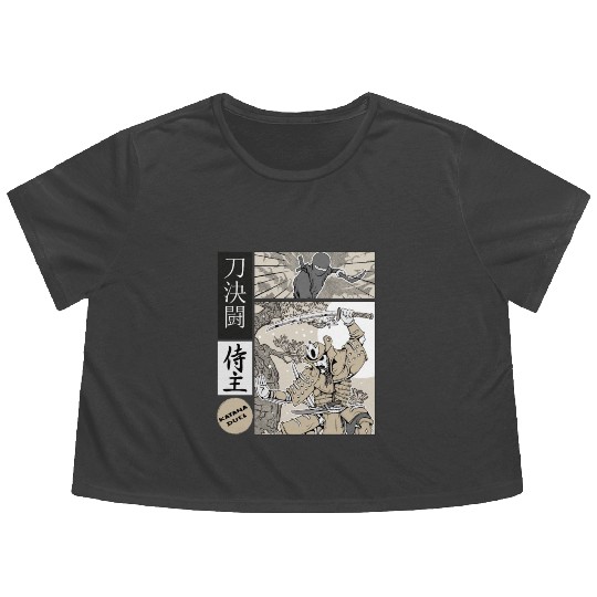 Katana Samurai Vs Ninja Warrior Comic Strip style Flowy Cropped Tees