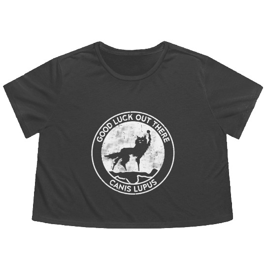 canis lupus mountain Flowy Cropped Tees