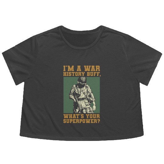 War History Buff - WW2 Enthusiast Flowy Cropped Tees