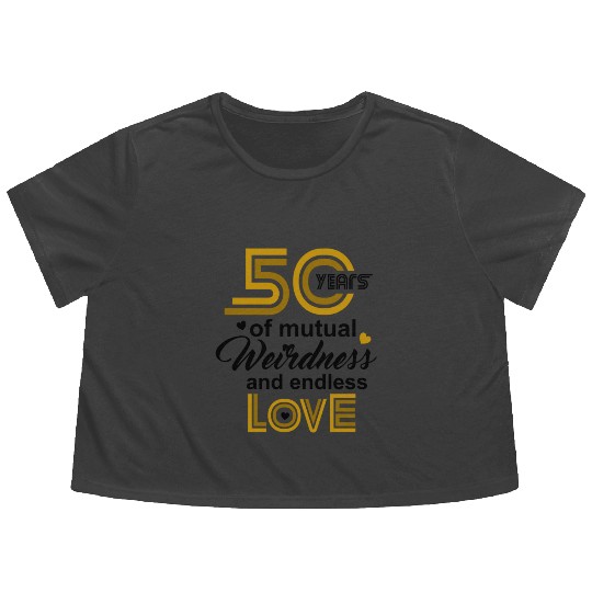 50th Wedding Anniversary Husband Wife Marriage Flowy Cropped Tees