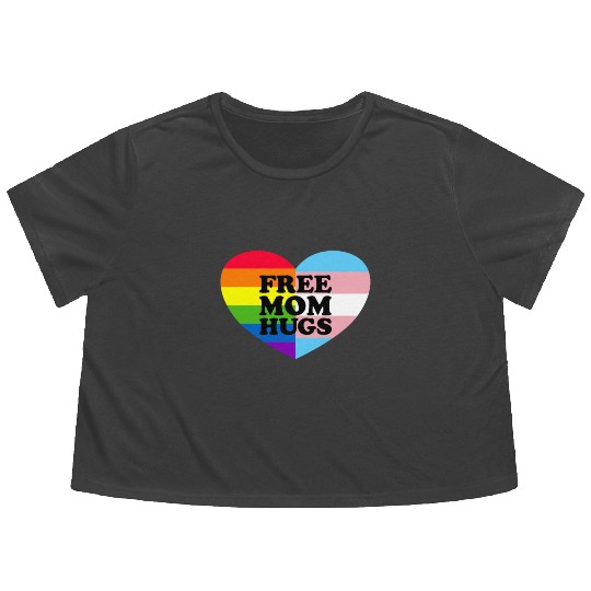 Free Mom Hugs Gay Pride Trans Flag LGBTQ Free Hugs Flowy Cropped Tees