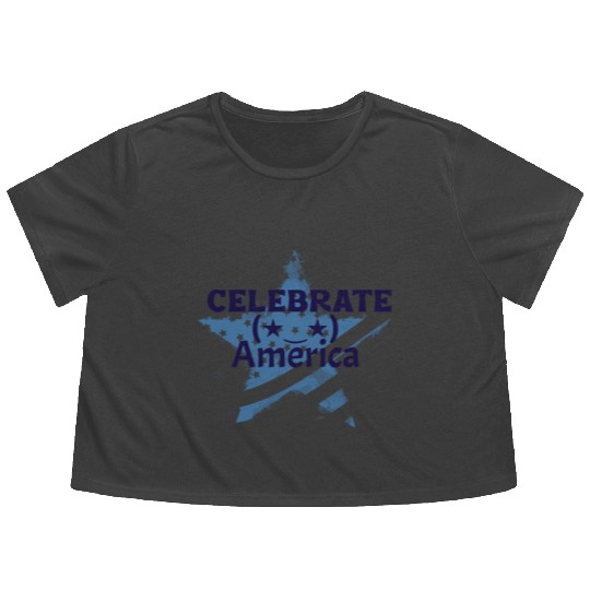 america 4th of july Flowy Cropped Tees