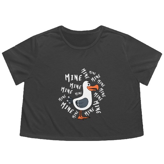 Mine Mine Mine Seagull Bird Beach Chicken Flowy Cropped Tees