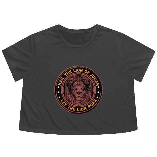 Hail the lion of Judah let the lion roar christ Flowy Cropped Tees