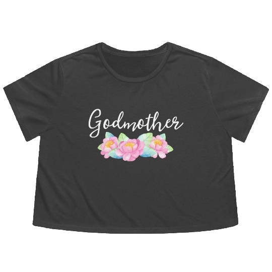 Godmother Floral Aunt Gender Reveal Announcet Flowy Cropped Tees