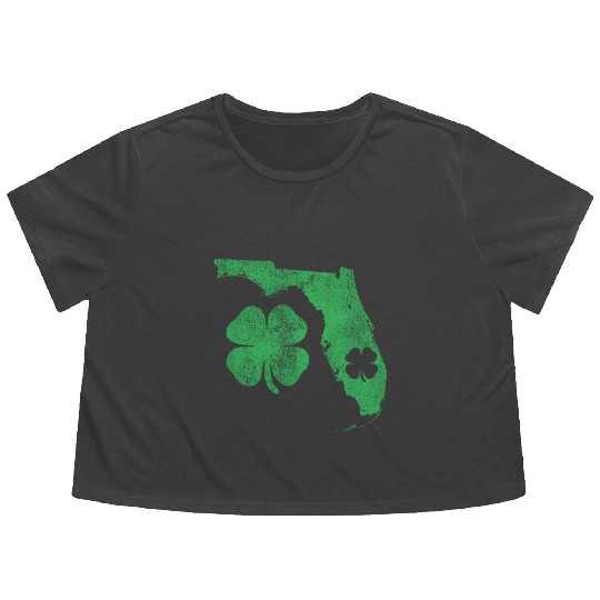 St Patrick's Day Fl Florida Shamrock Green Irish P Flowy Cropped Tees