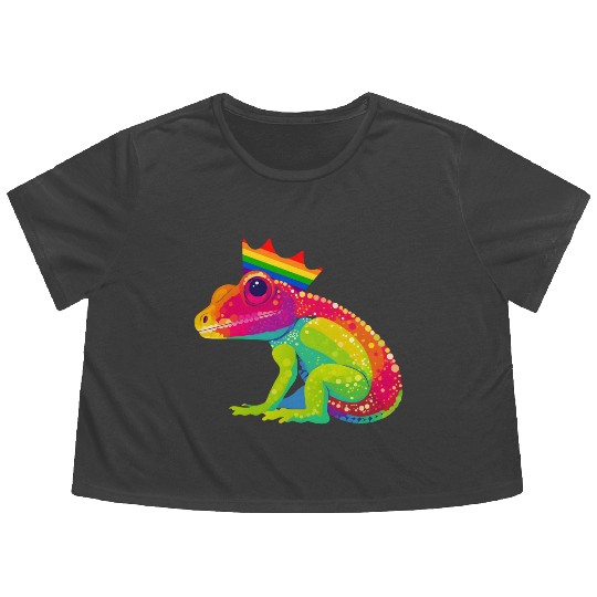 Gay Pride Gecko Flowy Cropped Tees