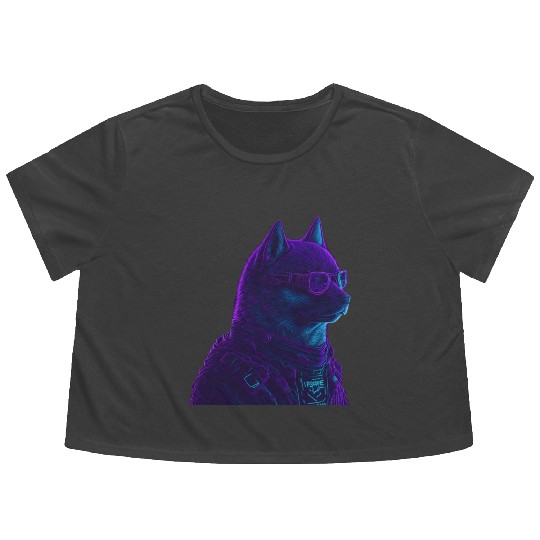 Neon Punk Dogedroid Flowy Cropped Tees