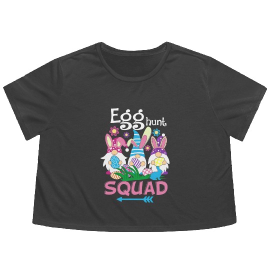 Egg Hunt Squad green Flowy Cropped Tees