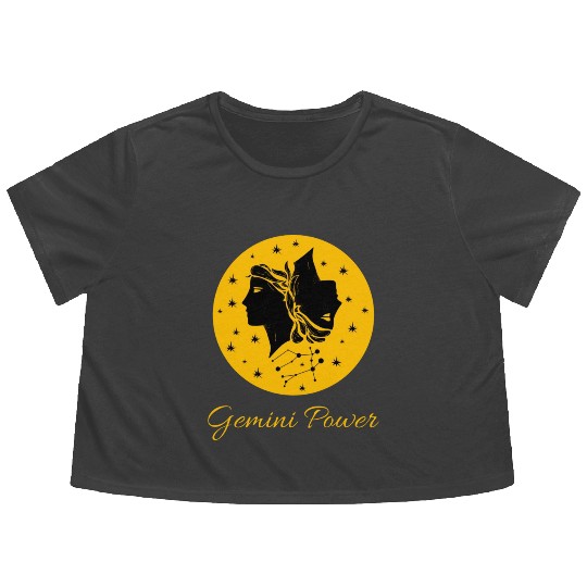 Gemini Power Zodiac Sign Flowy Cropped Tees
