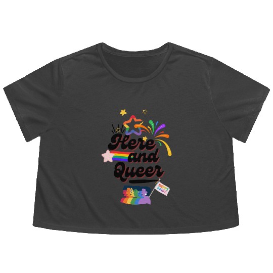 Here and Queer: Bold Pride Month Flowy Cropped Tees for LGBTQ+