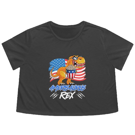 Amerisaurus Rex America Party Independence Day Flowy Cropped Tees