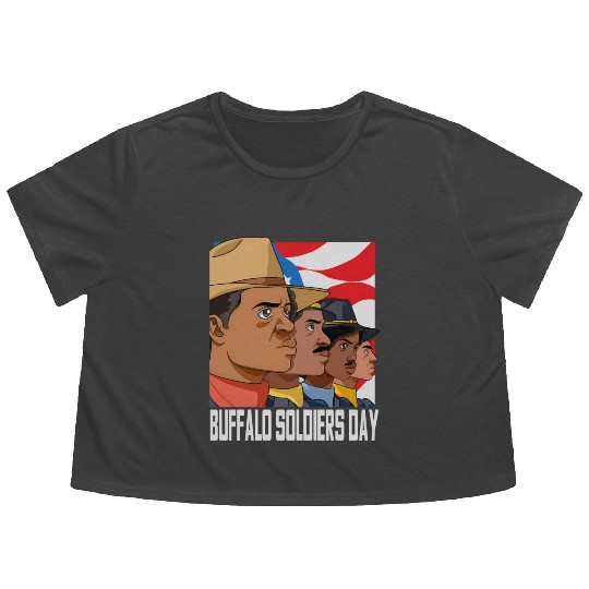 National Buffalo Soldiers Day July 28Th Patriotic Flowy Cropped Tees