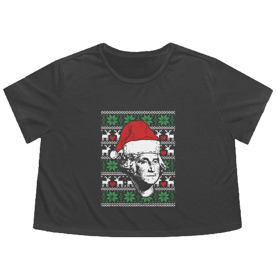 Ugly George Washington Patriotic President Flowy Cropped Tees