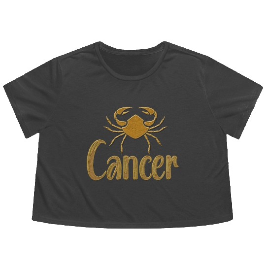 Cancer Zodiac Sign Flowy Cropped Tees