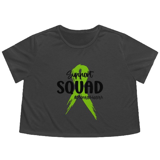 Support Squad Mental Health Awareness Lime Green Flowy Cropped Tees