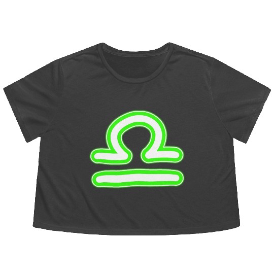 Libra Zodiac Sign Neon Green Flowy Cropped Tees