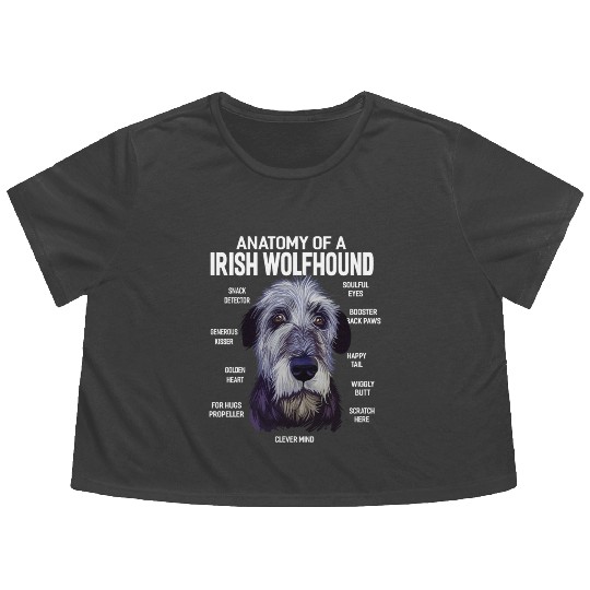 Anatomy of a Irish Wolfhound Dog Funny Gift Flowy Cropped Tees